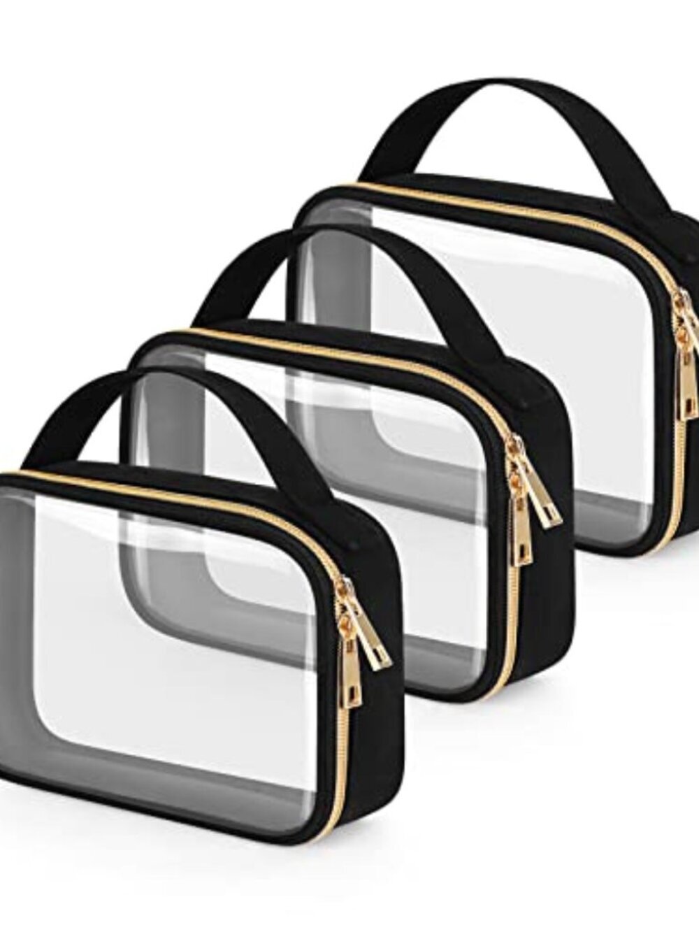🆕 Approved Toiletry Bag, 3 Pack Clear Makeup Bags with Handles, Quart Size
